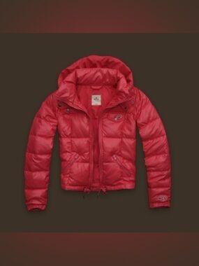 Hollister Co. Ormond Beach Orange Hooded Down Puffer Jacket